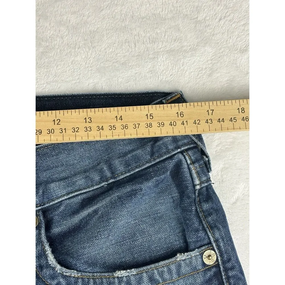 True Religion Jeans Men's Blue Geno Relaxed‎ Slim Jeans Split Hem Size 32